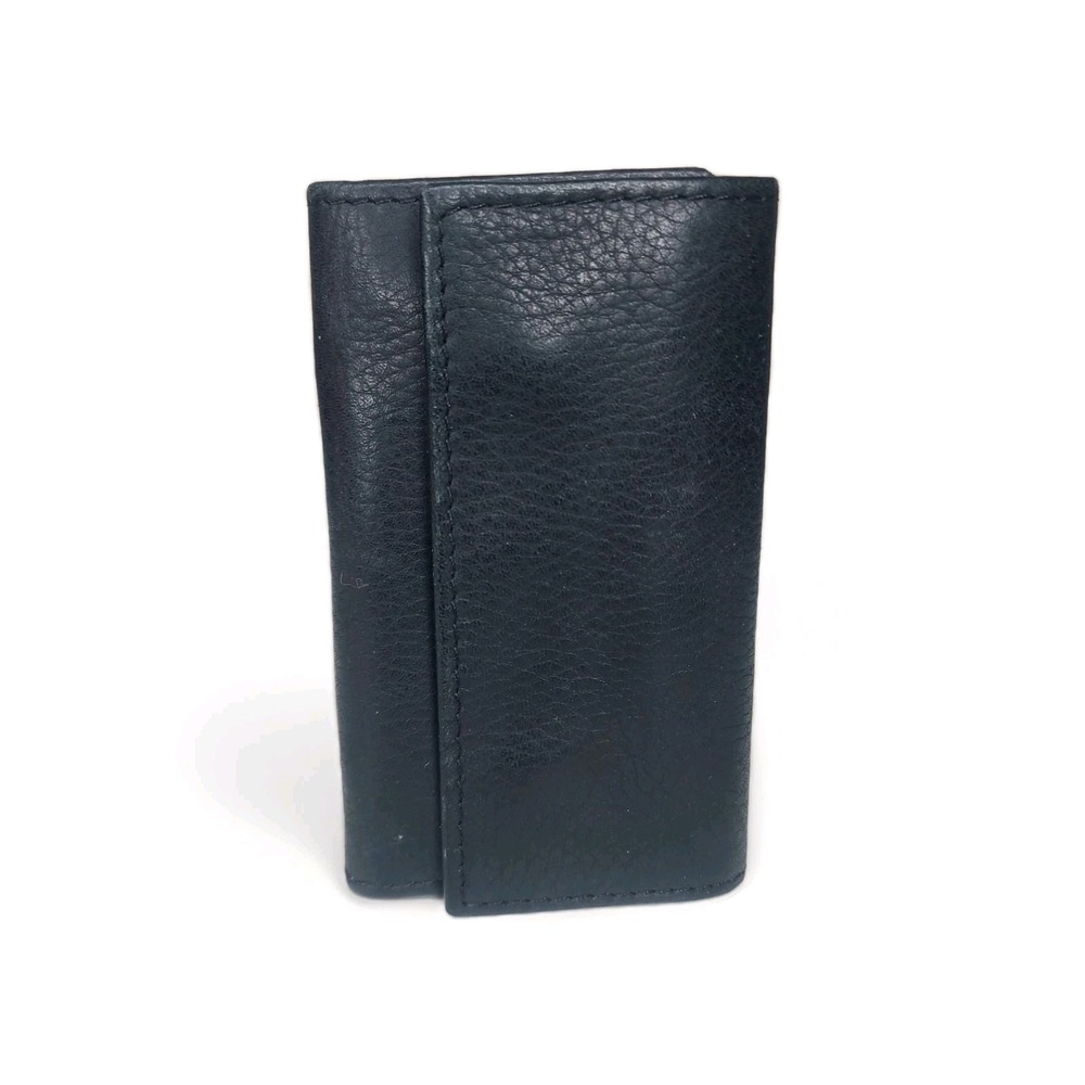 Wilson Leather Key Coin Wallet 4 Hooks Snap Closure‎ Black